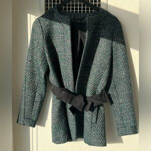 Elegant Tweed Belted Jacket